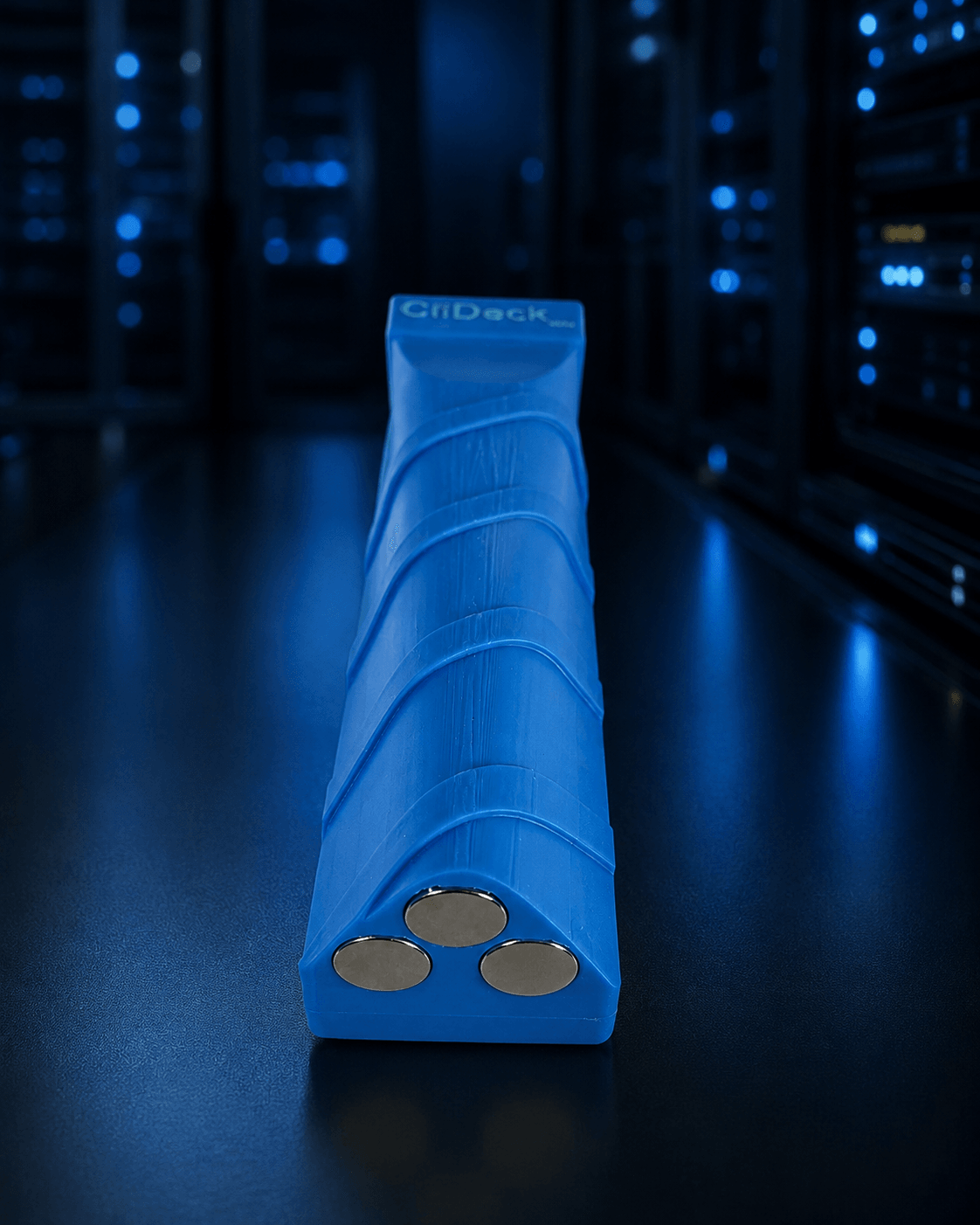 CliDeck Console Server Go magnetic mounting base with three built-in magnets for rack-side work